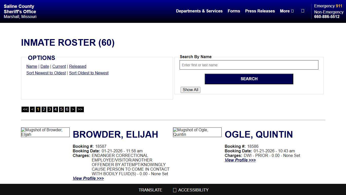 Inmate Roster - Current Inmates Booking Date Descending - Saline County Sheriff MO